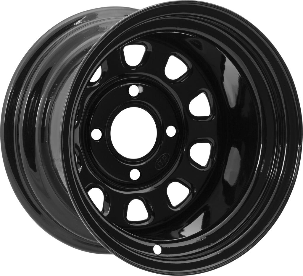 ITP Delta Steel Black Front Wheel 12x7 inch with 4+3 offset, 12mm bolt pattern, street style, for off-road vehicles