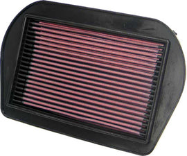 K&N Air Filter 738089 for improved engine airflow, showing the reusable cotton filter element in a close-up view