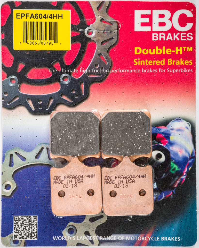EBC Motorcycle Brakes Extreme Pro brake pads EPFA604/4HH for enhanced stopping power, featuring durable friction material.