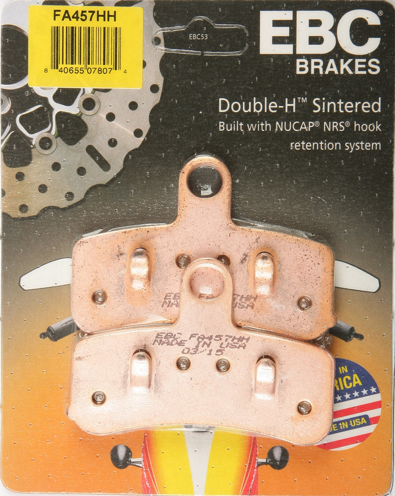 EBC Motorcycle Brakes Fa457 Double-H Sintered Brake Pads with metal backing plates and friction material for motorcycle braking systems