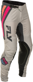 Fly Racing Lite Vice Pants in light grey, pink, and coral with size 28, featuring lightweight, durable motorcycle gear design.
