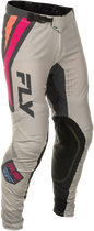 Fly Racing Lite Vice Pants in light grey, pink, and coral with size 38, featuring lightweight, durable motorcycle gear design.