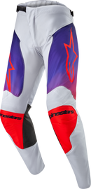 Alpine Star Racer Hoen pants in light grey, hot orange, and black, size 38, featuring a sporty design and logo details.