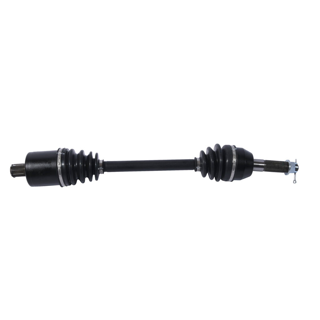 All Balls 8 Ball Extreme Axle Rear 531-1588 showing a close-up of the durable motorcycle axle with branded markings and metal construction.