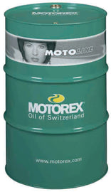 Motorex Power Synt 4T 10W60 motor oil drum, 208 liters, chemical product for engine lubrication and performance.
