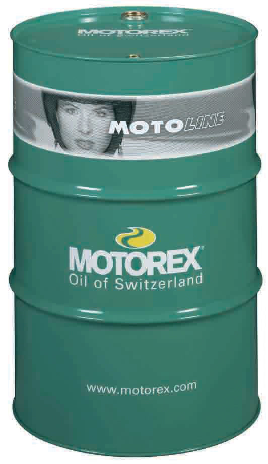 Motorex Cross Power 4T Motor Oil 10W50 in a 208L drum, ideal for motorcycle engines, with a black and yellow label.