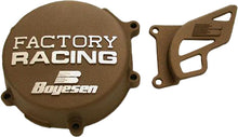 Load image into Gallery viewer, Boyesen Factory Racing magnesium ignition cover for bikes, showcasing sleek silver finish with detailed branding and precise engineering.