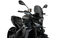 Load image into Gallery viewer, PUIG Naked New Gen touring dark smoke windshield for Yamaha motorcycle, with clear view and aerodynamic design.