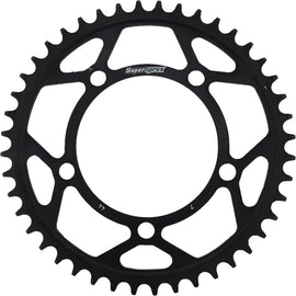 Supersprox steel rear sprocket with 44-tooth for BMW 525 chain, black finish, durable motorcycle sprocket installed on bike