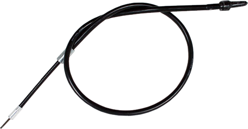 Motion Pro black vinyl Speedo cable 70-3021, a durable hydraulic control line for motorcycle speedometers, shown with connectors.