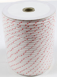SP1 nylon starter rope in white and red, 3/16 inch by 250 feet, used as climbing or safety accessory, polyester material.