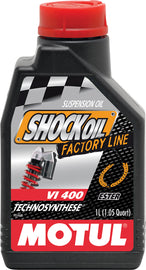 Motul Shock Oil 2.5-20W 1L container, a high-quality motorcycle suspension shock oil from Motul.