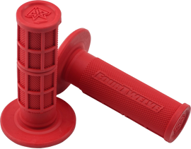 Red Pee Wee / Pit Bike Mini Grips for 7/8-inch handlebars by FOUR TWELVE, designed for enhanced grip and control.