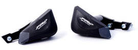 PUIG Frame Sliders Pro Black Suzuki motorcycle body protection installed on a bike, designed for crash protection and style.