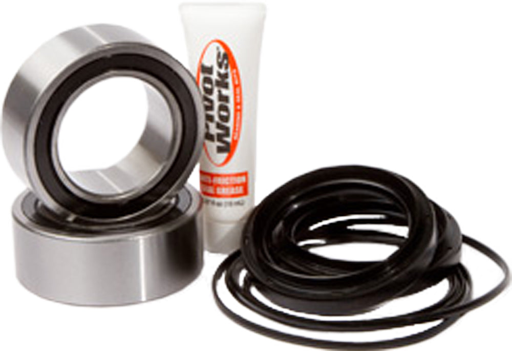 Pivot Works rear wheel bearing kit 52-0571 for drive assembly, featuring bearings and components for bicycle wheel maintenance.