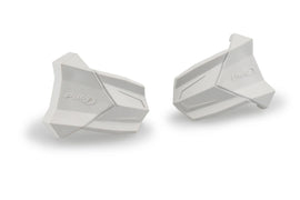Pair of white PUIG rubber end replacement frame sliders for R19 motorcycles, designed to protect bike body and frame.