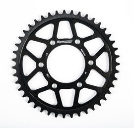 Supersprox steel rear edge sprocket with 43-tooth for Kawasaki and Polaris street bikes, black finish, 520 chain compatible
