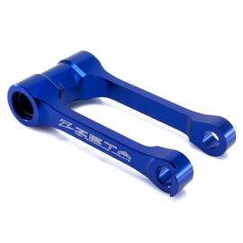 ZETA Yam Blue Lowering Link suspension component, showcasing the blue metal link with mounting points and detailed construction.