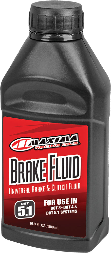 Maxima Max Brake Fluid Dot 5.1 in 500ml container, automotive brake fluid bottle with label and cap, chemical product for braking systems