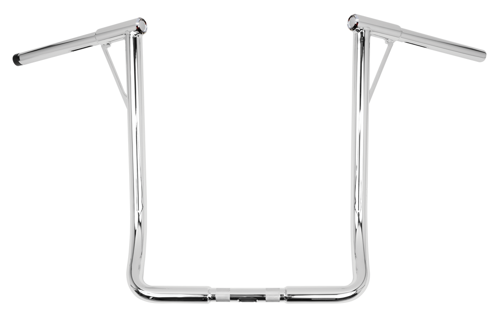 Burly Brand Louie-Bagger 19-inch chrome handlebars with 1.25-inch T-Bars, designed for custom motorcycle builds.