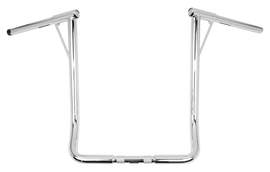 Burly Brand Louie-Bagger 19-inch chrome handlebars with 1.25-inch T-Bars, designed for custom motorcycle builds.