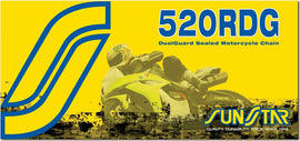 Sunstar Heavy Duty Sealed 520x114 motorcycle chain with natural finish, showcasing the durable, sealed design for reliable performance.