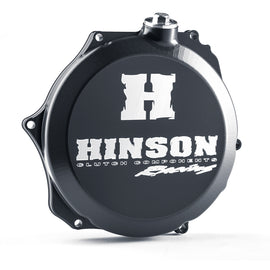Hinson clutch cover for Husqvarna, KTM, and Gas bikes, engine replacement part with black finish and branding details.