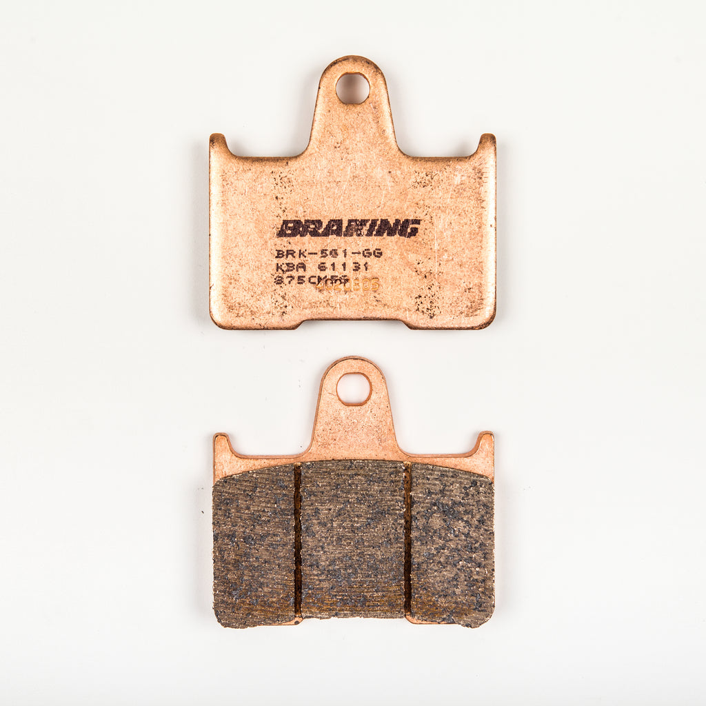 Braking Sintered Sport Brake Pad Set 31-875 for high-performance braking system, showing the metal brake pads with branded markings.