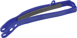 Blue Polisport Plastics drive chain slider for motorcycle, part number 64-0553B, shown on a motorcycle chain assembly.