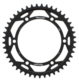 Supersprox steel rear sprocket 45-tooth for Kawasaki street motorcycle, black finish, 530 chain compatibility.