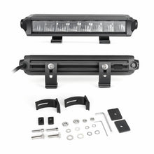 Load image into Gallery viewer, XK Glow 10-inch Razor Light Bar Aux High Beam illumination with sleek black housing and mounting brackets, no wiring harness included.