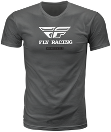 Fly Racing Fly Evolution Tee Asphalt, casual men's t-shirt in dark gray with Fly Racing logo, front view.