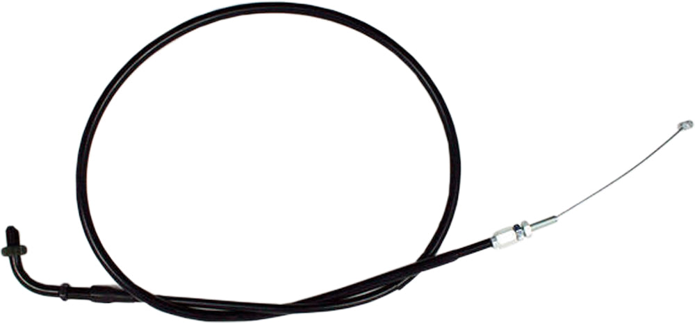 Motion Pro black vinyl throttle pull cable for motorcycle or ATV control lines, showing the cable with black vinyl exterior.