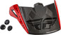 Fly Racing Kinetic Straight Edge visor in red, black, and grey, showcasing a sleek, aerodynamic design for motorcycle helmets.