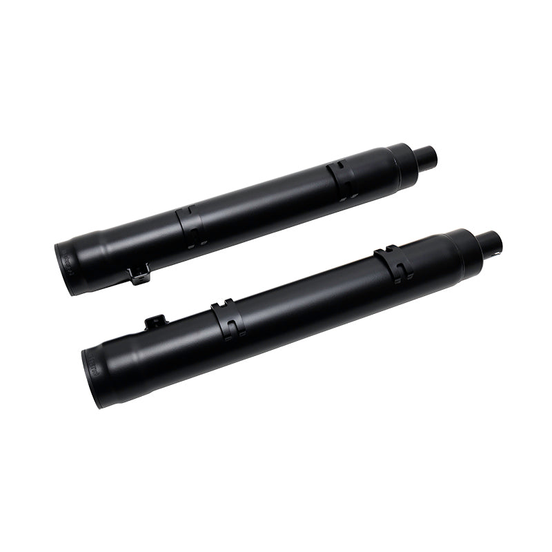 FireBrand Grand Prix Mufflers in black for Chieftain and Challenger `14-Up, showcasing the sleek exhaust design.