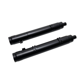 FireBrand Grand Prix Mufflers in black for Chieftain and Challenger `14-Up, showcasing the sleek exhaust design.