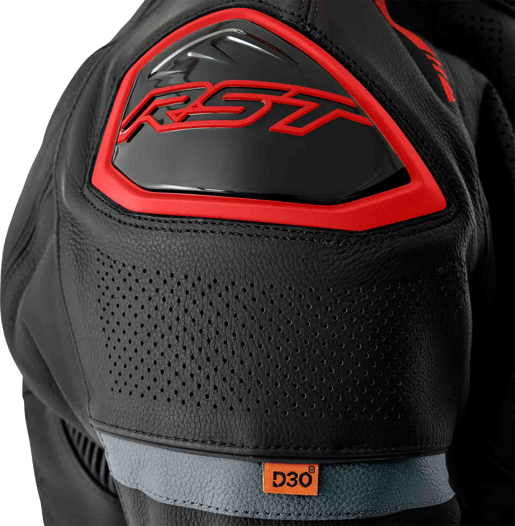 S1 D3o Leather Jacket Blk/Gry/Red 2x