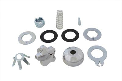 V-TWIN chrome front fork damper kit for motorcycle, includes suspension dampers and mounting hardware, designed for V-TWIN motorcycles.