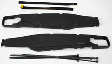 Load image into Gallery viewer, Polisport Plastics black swingarm protectors for motorcycles, with visible mounting points and durable plastic construction.