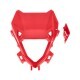 Acerbis red motorcycle headlight mask body part with branding and cutouts for headlight installation