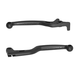 Polisport Plastics black Apt levers for motorcycles, featuring durable plastic construction and ergonomic design.