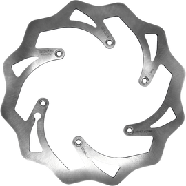 GALFER Wave Front Brake Rotor 17-4420 showing a metallic disc with wave edges and mounting holes for motorcycle braking system.