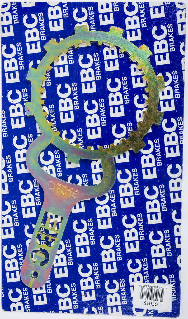 EBC Motorcycle Brakes clutch basket holder tool, model CT015, used for motorcycle clutch assembly and maintenance.