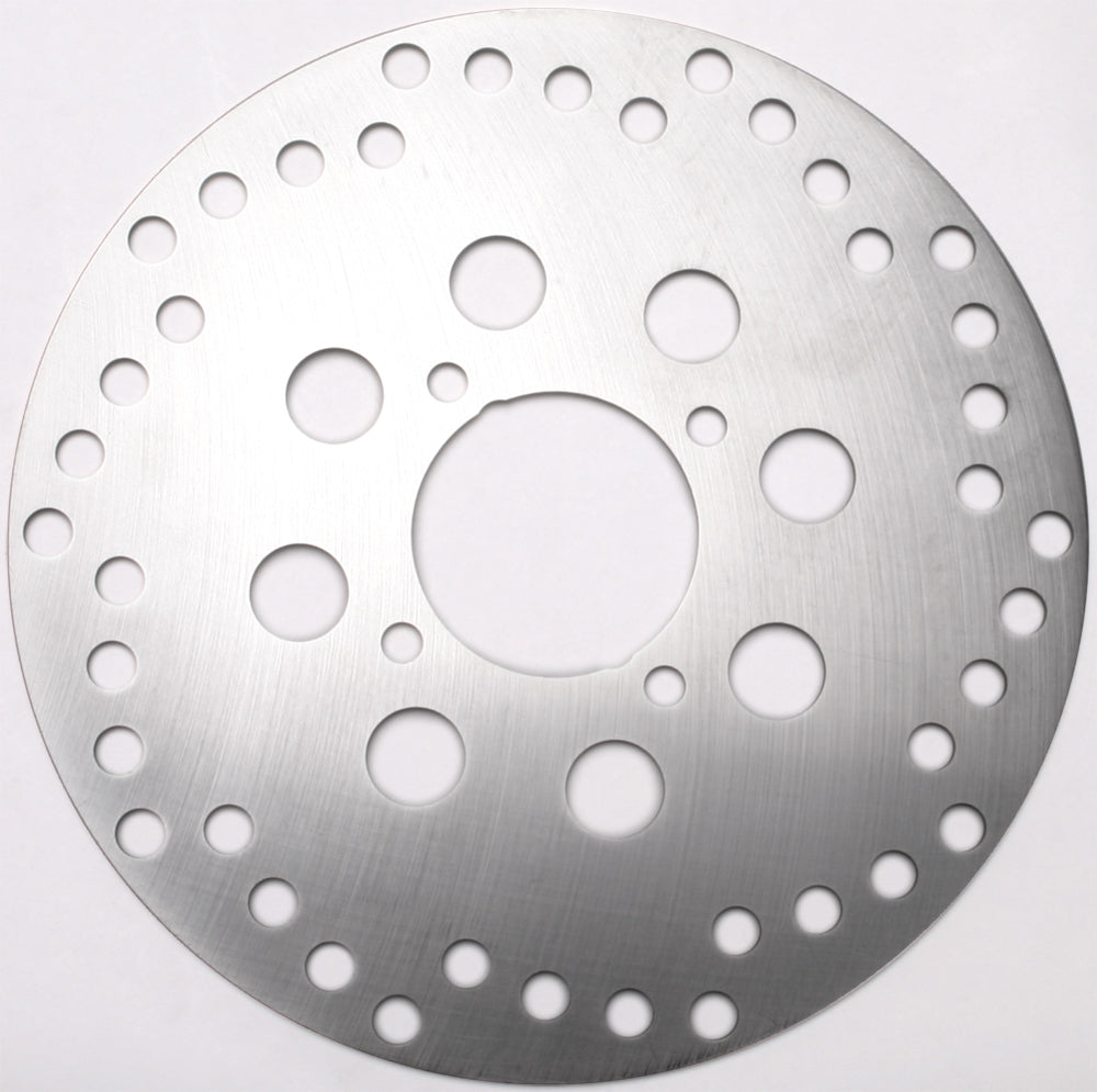 EBC Motorcycle Brakes standard rotor 15-6174 with vented design, mounted on a motorcycle wheel, showing detailed metallic surface.