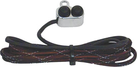 Arnott chrome handlebar-mounted push-button switch control for suspension, showing the sleek chrome finish and button layout.