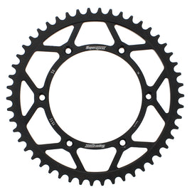 Supersprox steel rear sprocket with 50-tooth count for Beta and Husqvarna motorcycles, black finish, 520 chain compatibility.