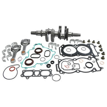 Load image into Gallery viewer, Hot Rods Bottom End Kit Pol 421-HR0119 engine parts, including crankshaft, connecting rods, and bearings, arranged on a workbench.