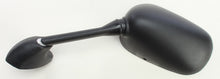 Load image into Gallery viewer, Emgo left motorcycle mirror for Yamaha models, featuring a sleek black finish and adjustable arm for optimal rear view visibility.