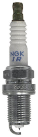 NGK spark plug #5114/04 2-IFR7L11 showing metal terminal and ceramic insulator for automotive ignition system.