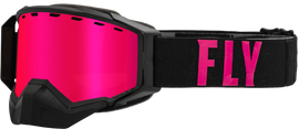 Fly Racing Zone Pro snow goggles in black and pink with pink mirrored and smoked lenses, designed for snow sports.
